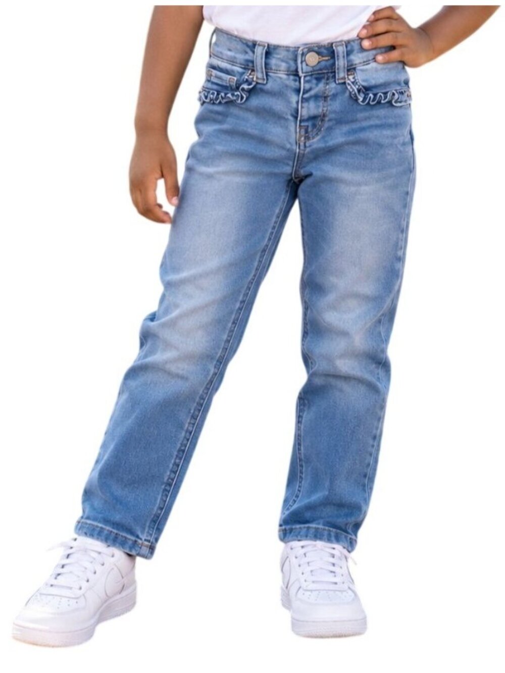 Cat & Jack Girls 5T Skinny Jeans Ruffle Pockets Adjustable Waist